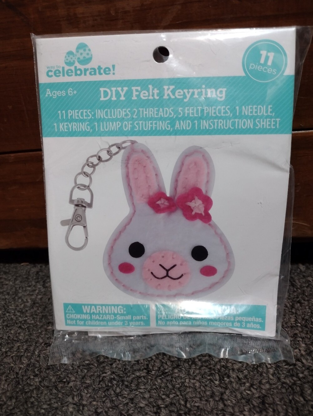 Celebrate It Pink & White Bunny DIY Felt Keyring Craft Kit